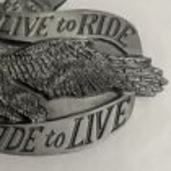 Vintage Biker Belt Buckle Live To Ride Screaming Eagle Banner 1981 Bergamot USA - Picture 3 of 9